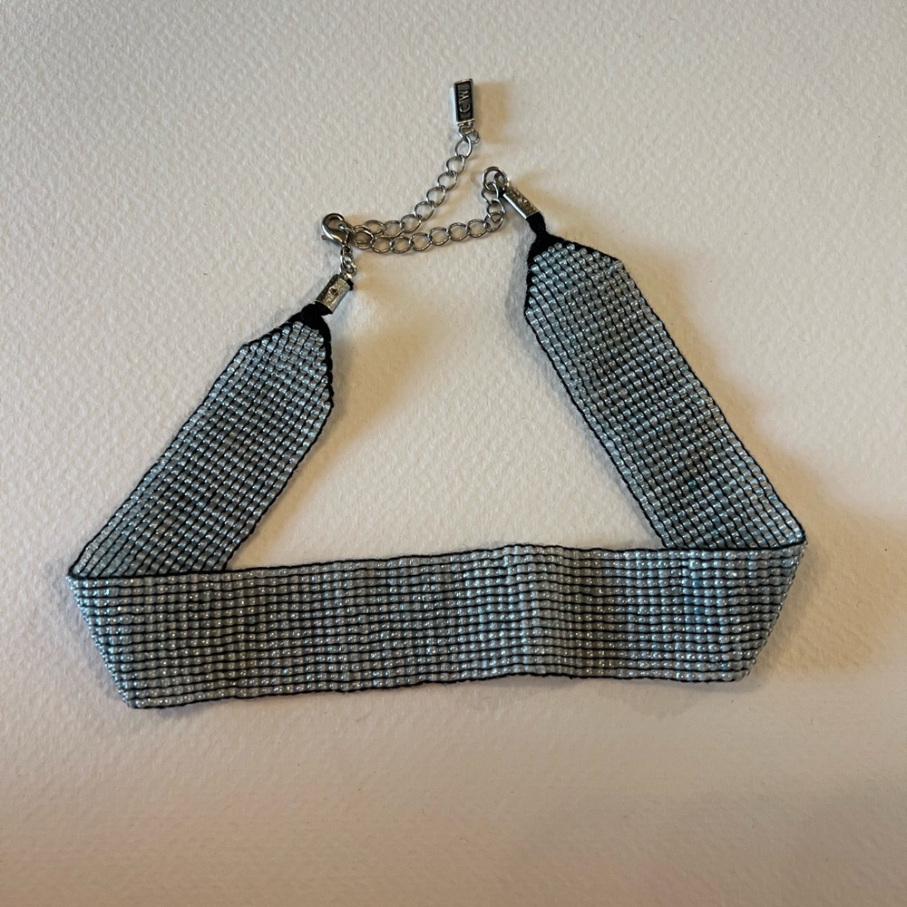 Beaded frosty blue choker